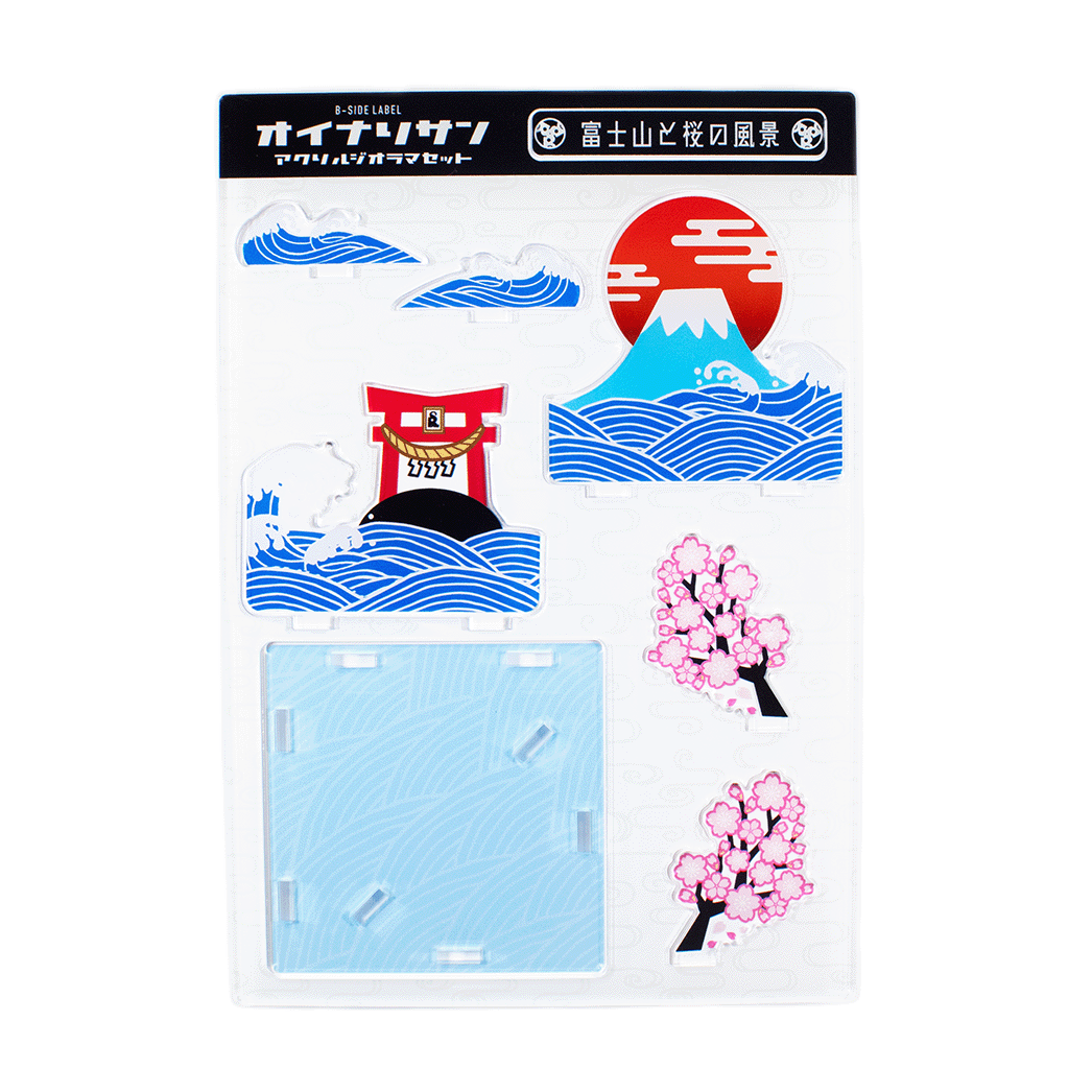 富士山と桜/アクリルジオラマスタンド