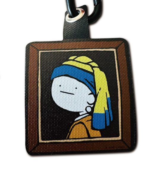 真顔真珠の耳飾り/ショルダーストラップ