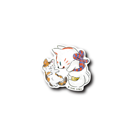 (ネコ企画)手描きおいなり猫とお昼寝/蓄光ステッカー