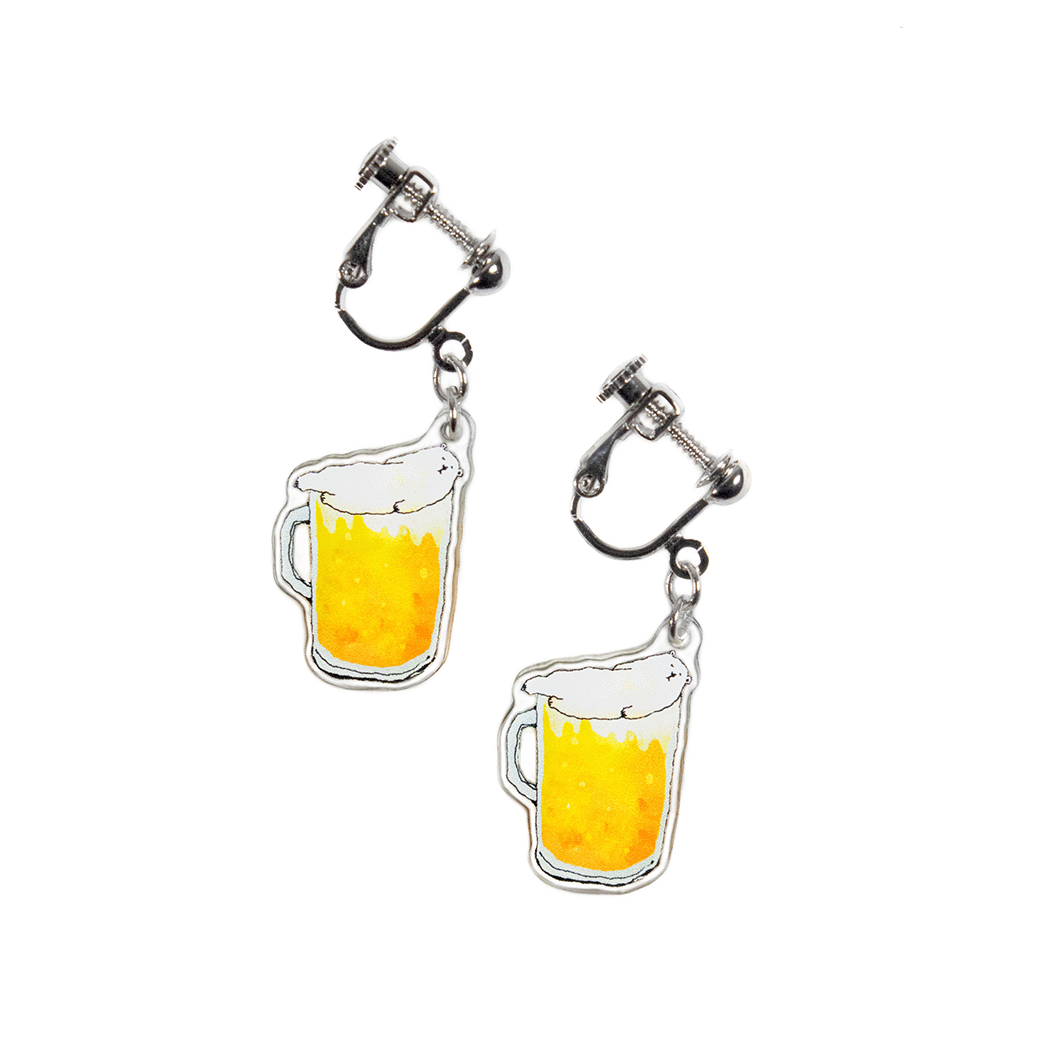 しろくまビール/イヤリング2個セット