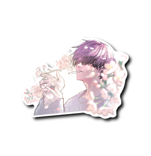 タバコ男子桜(白背景)