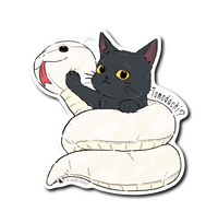 猫と友達のヘビ(白)