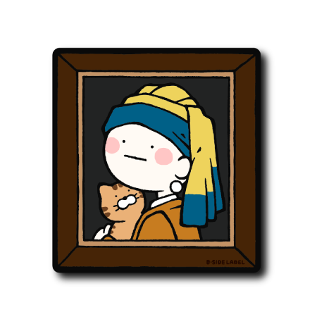 真顔絵画猫と真珠の耳飾り(茶トラ猫)