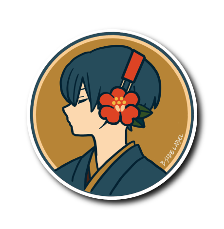 モダン家紋椿(赤花)