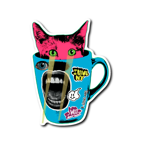 デザインカップ(ピンク猫)