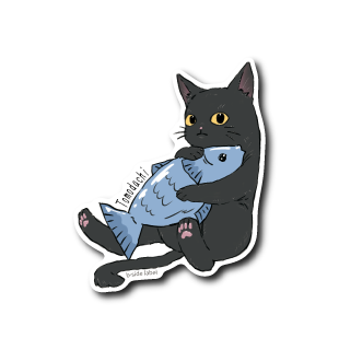 猫と友達の魚(黒猫) – B-SIDE LABEL