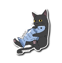 猫と友達の魚(黒猫)
