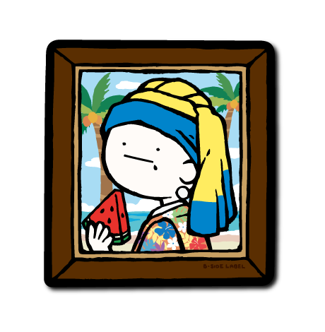 (夏企画)真顔絵画トロピカル真珠の耳飾り