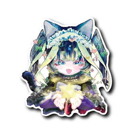 (晴雨企画/夜)星に照らされた黒猫ガール