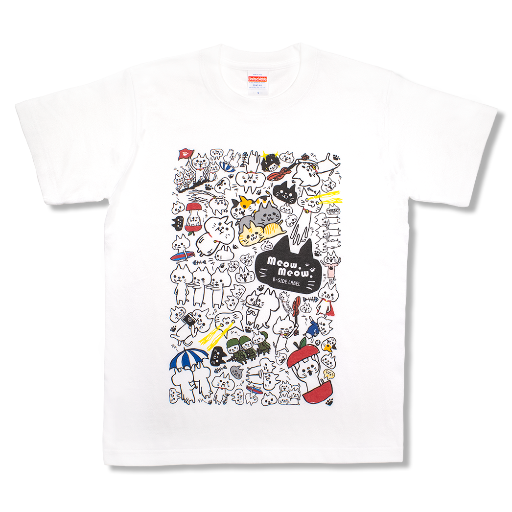ネコ集合(白)/Tシャツ