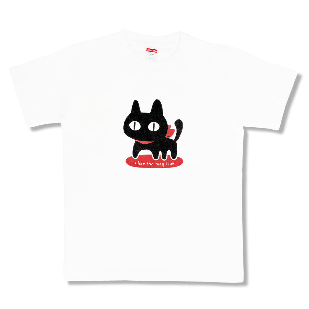 鋭目ネコ(白)/Tシャツ