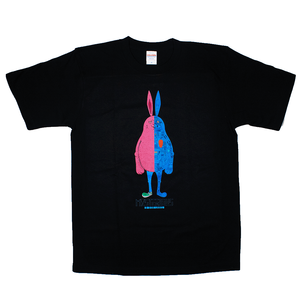 (ハーフスケルトン)ウサギ(黒)/Tシャツ