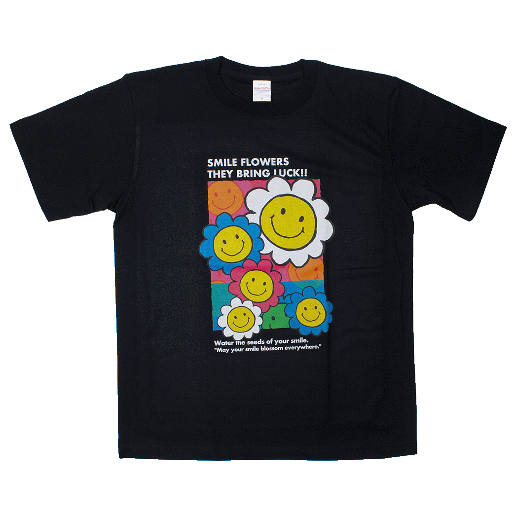 スマイルフラワー(黒)/Tシャツ
