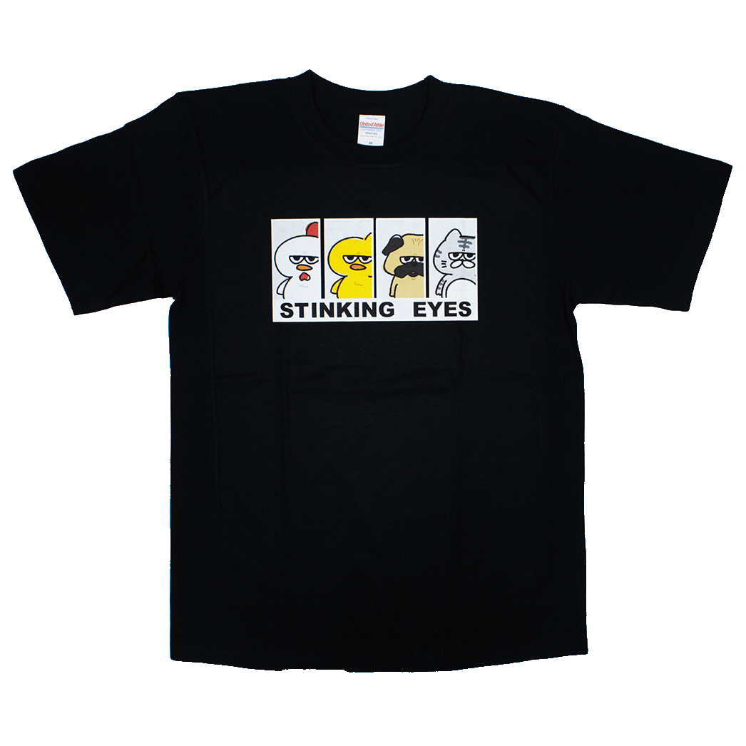 ジト目アニマル(黒)/Tシャツ