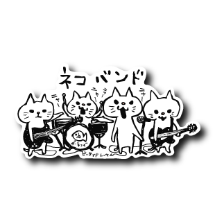 イケベ限定☆ ネコバンド　ネコオリジナルギター　B-SIDE LABEL × IKEBE マシュキン　ビーサイドレーベル　ステッカー　シール　 白猫