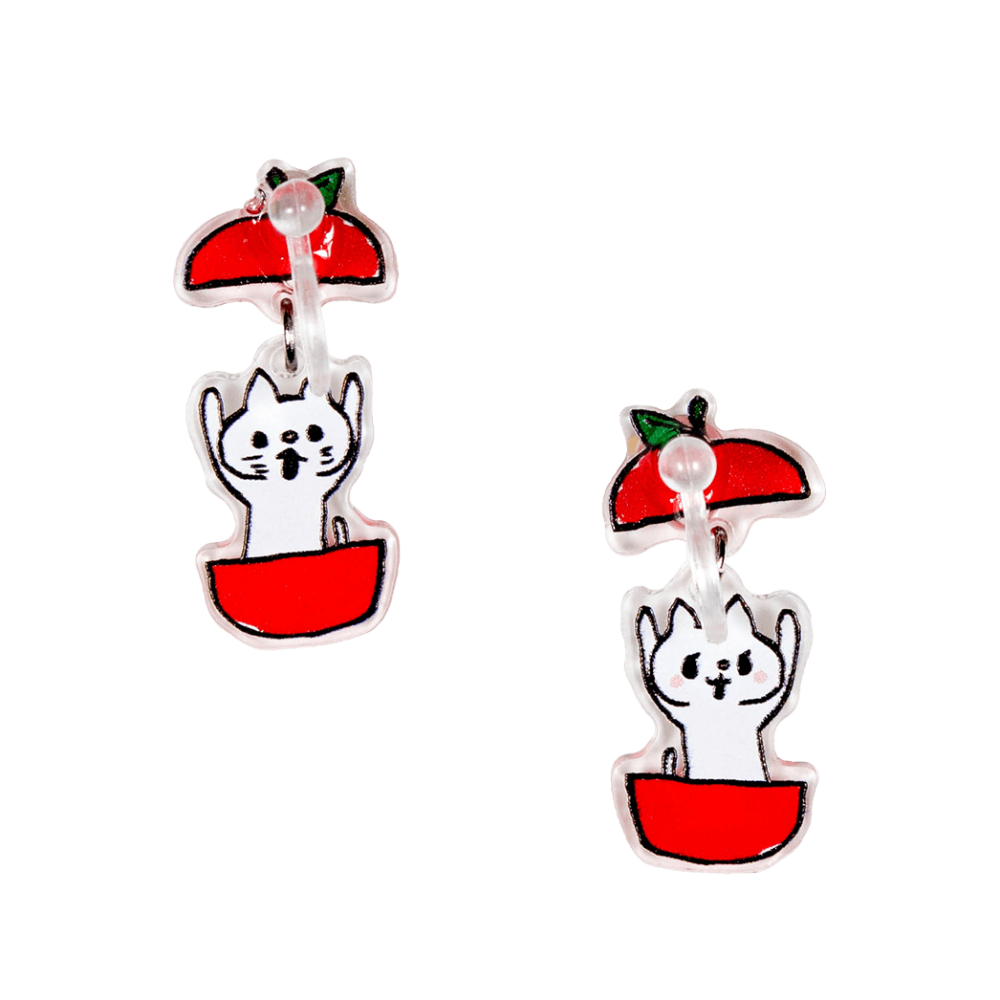 ネコパッカーン/イヤリング2個セット