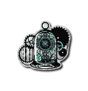 ガラスドームの置時計(青)