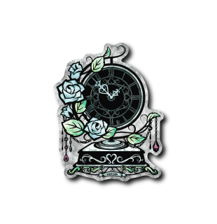 薔薇の置時計(青)