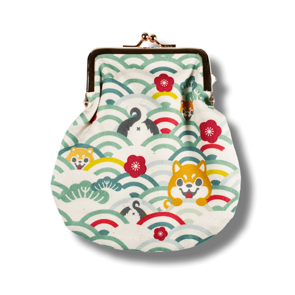 波柄シバ犬/がま口