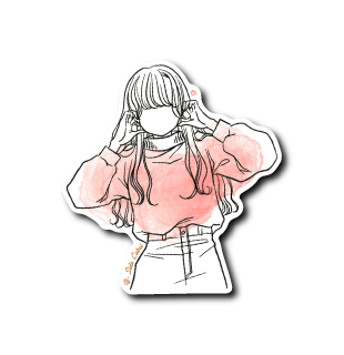 頬ハートポーズ少女