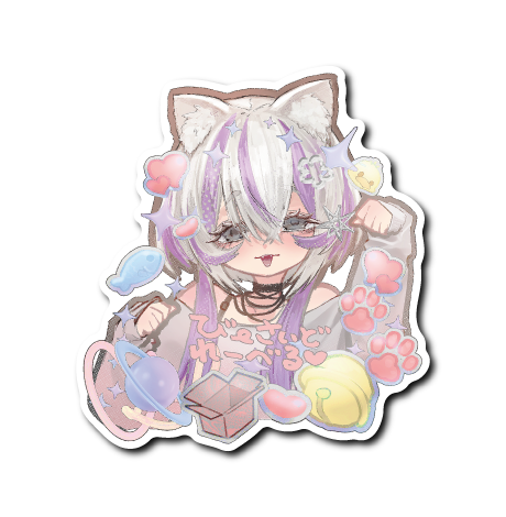 ねこガール(白髪･灰目)