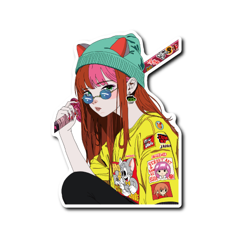 ハーフカラー刀女子(茶ピンク髪)