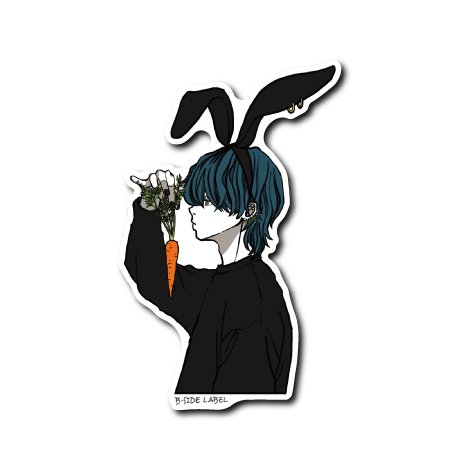 ウサギ男子とニンジン(黒)