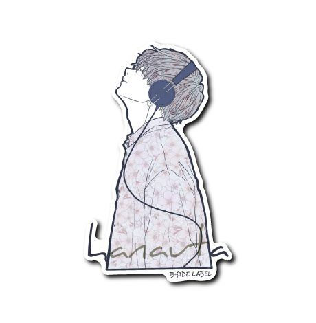 桜ヘッドホン男子(文字あり)