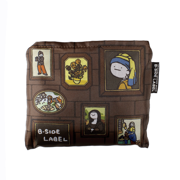 真顔絵画柄/2wayショッピングバッグ