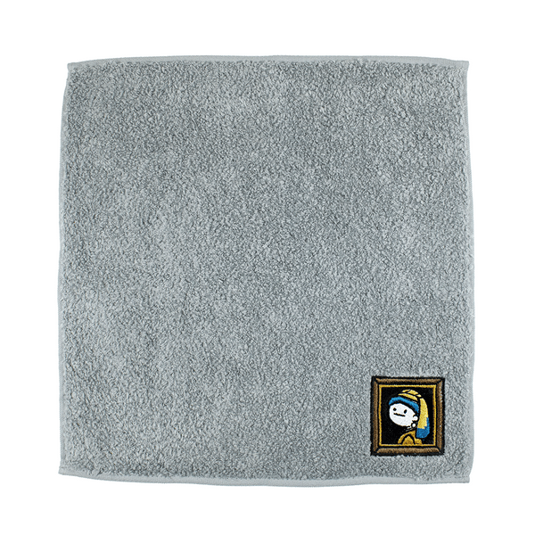 真顔真珠の耳飾り/今治刺繍タオル