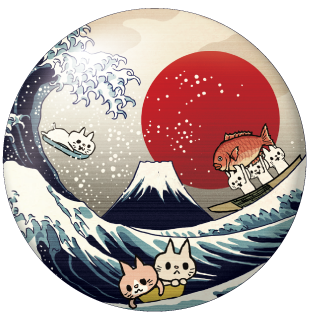ネコ冨嶽三十六景/BIG缶バッジ