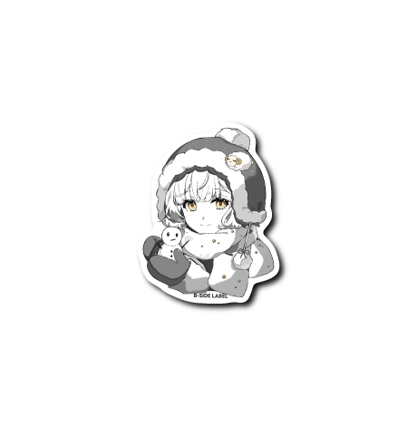 (冬企画)モノクロ雪の日女子/蓄光ステッカー