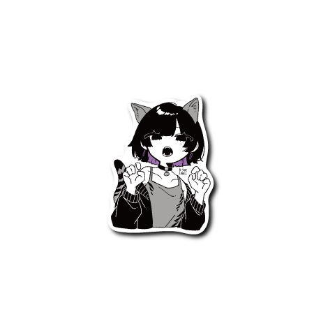 (ネコ企画)サバトラがおー女子/蓄光ステッカー