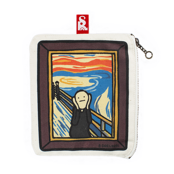 絵画叫び絵画黒服/ファスナーポーチ