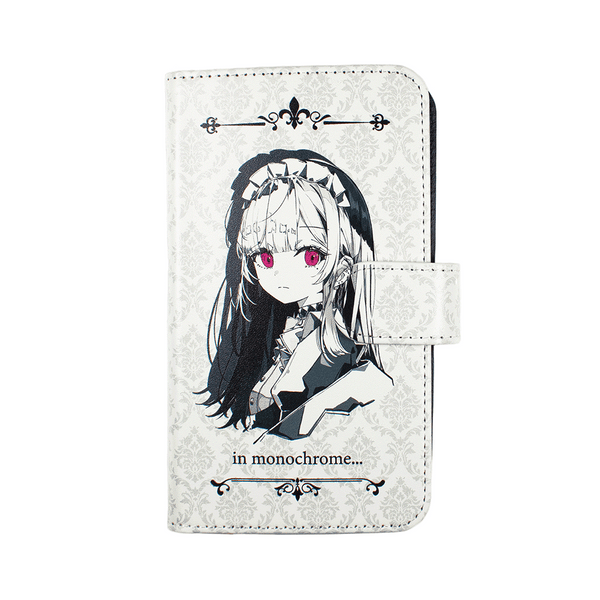モノクロ赤目女子/マルチタイプ手帳型ケース