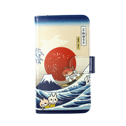 (名画)ネコ冨嶽三十六景/マルチタイプ手帳型ケース