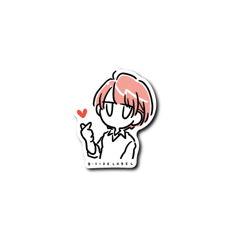 デフォ指ハート赤ガール/スモール限定ステッカー