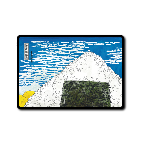 おにぎり浮世絵 浮世絵 歌麿 アレンジ イラスト おむすび、おにぎり、亀甲文様、日本画