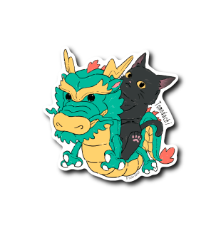 猫と友達の龍(黒猫)