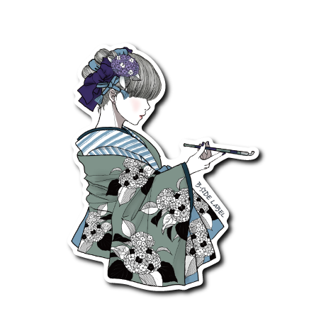 着物女子(着物緑)