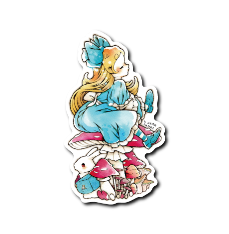 キノコの上のアリス(目閉じ)