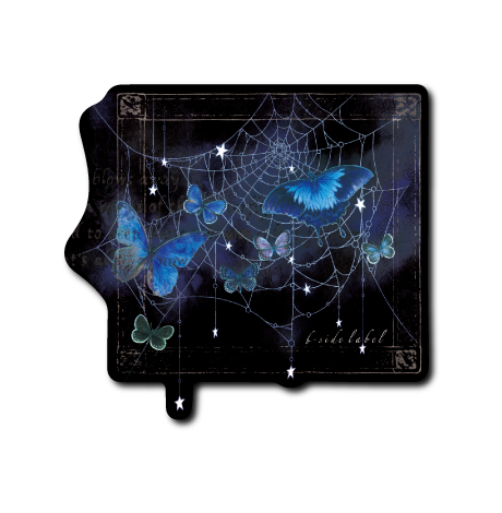 蜘蛛の巣と青い蝶(黒)