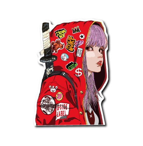 派手髪フードサムライ(赤服)