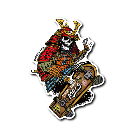 スケボー骸骨武者(赤)