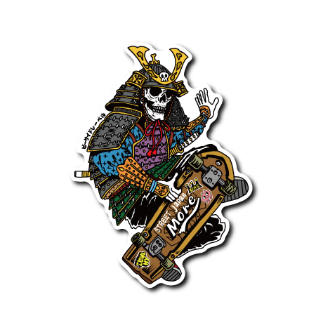 スケボー骸骨武者(青)