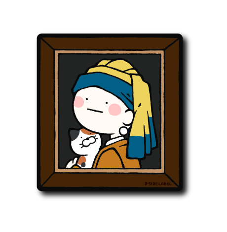 真顔絵画猫と真珠の耳飾り(三毛猫)