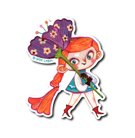 紫花と女の子
