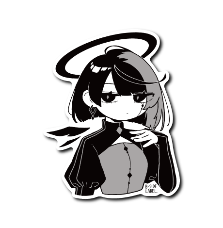 真っ黒ボブ天使(モノクロ)