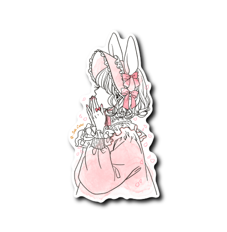 (うさぎ企画)桜散るうさ耳女性