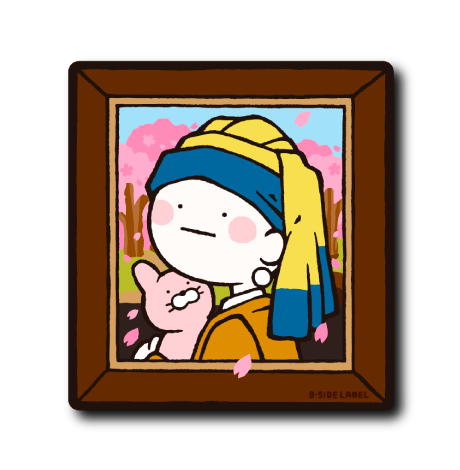 (うさぎ企画)真顔絵画真珠の耳飾りうさぎ抱っこ